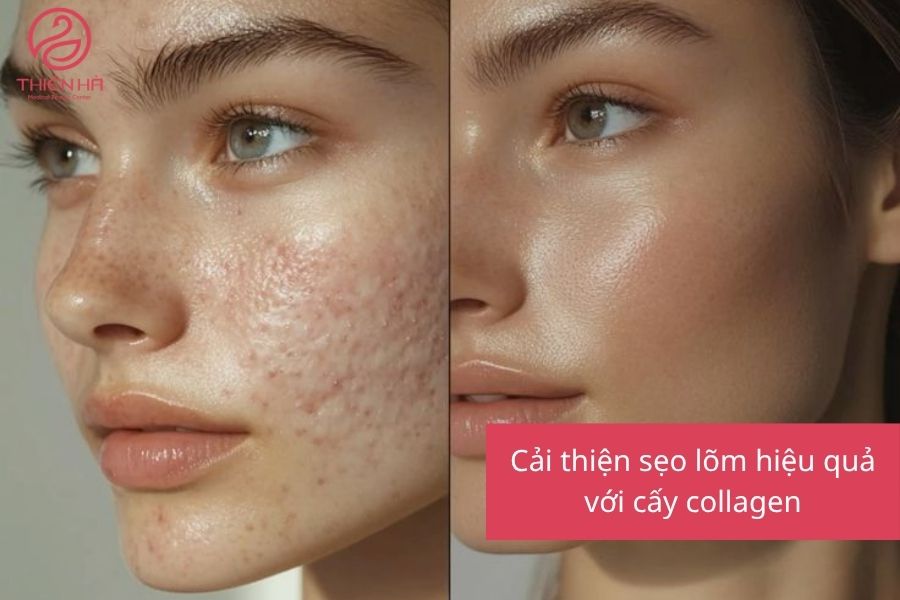 Cải thiện sẹo lõm hiệu quả với cấy collagen