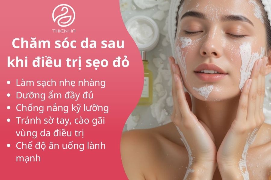 Chăm sóc da đúng cách sau điều trị sẹo đỏ