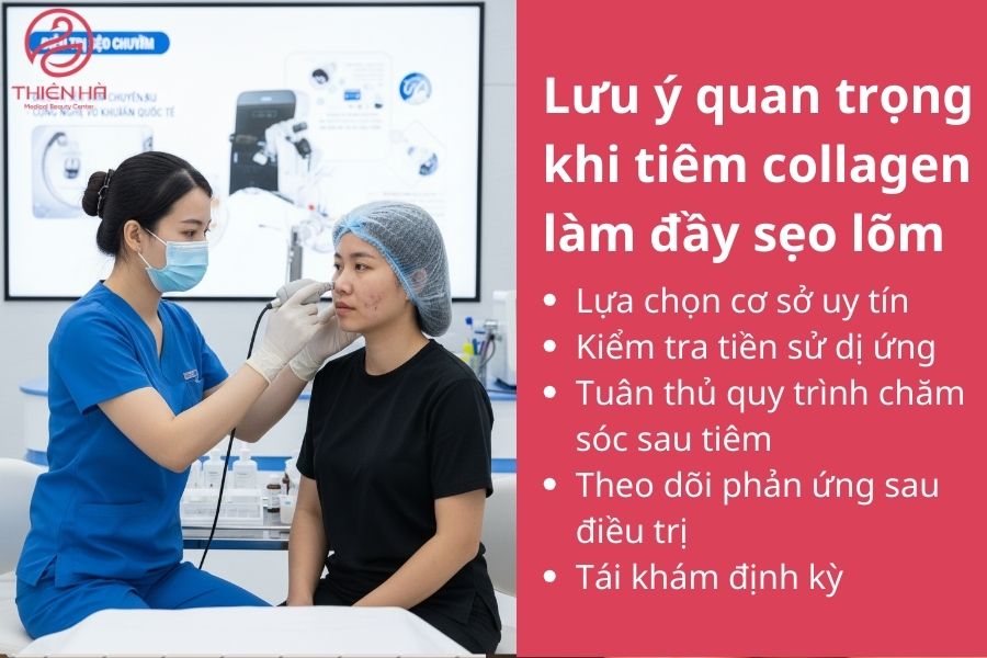 Tiêm collagen làm đầy sẹo lõm: hiệu quả nhanh, an toàn, kéo dài 5 Lưu ý quan trọng khi tiêm collagen làm đầy sẹo lõm