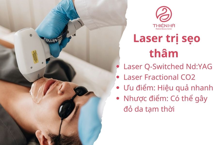 Trị sẹo thâm hiệu quả: Phương pháp tự nhiên, kem bôi và công nghệ y tế 7 Laser trị sẹo thâm