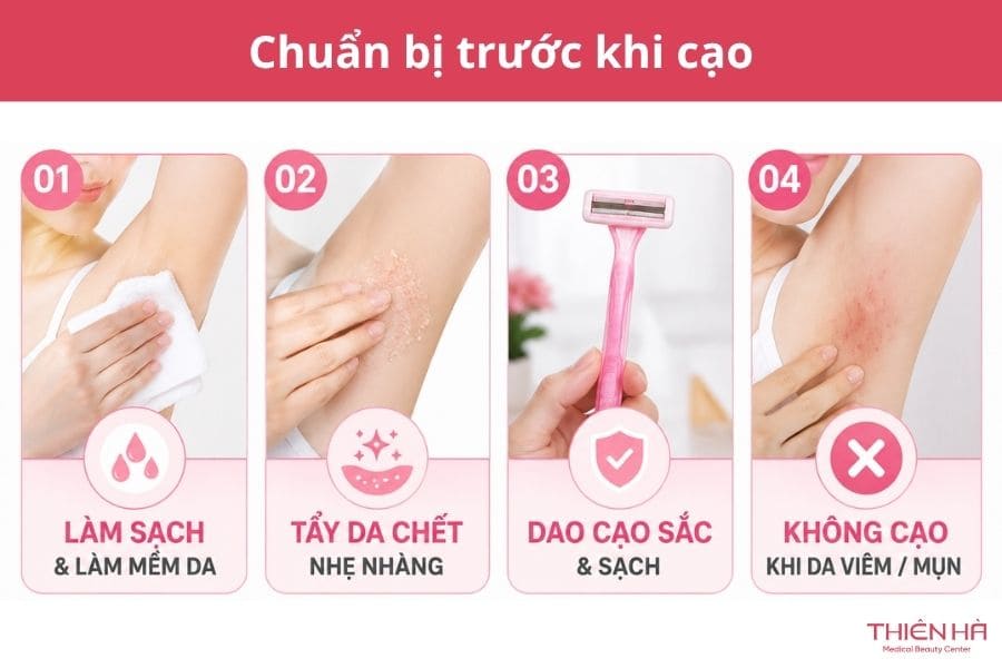 Cách cạo lông nách không bị thâm sạm, da vẫn mịn sáng tự nhiên 2 Chuẩn bị trước khi cạo lông nách
