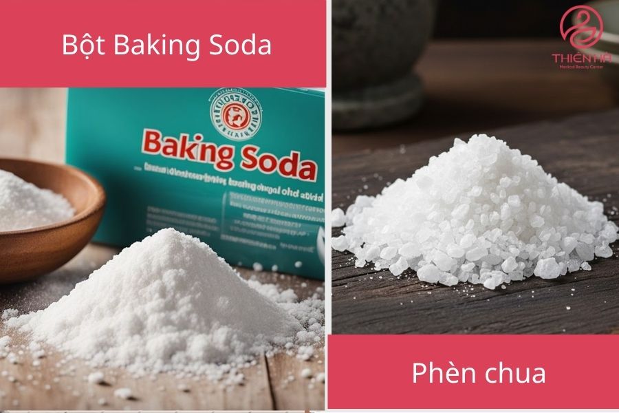 Công thức 2: Phèn chua + Bột Baking Soda (Kiềm hóa, trung hòa mùi)