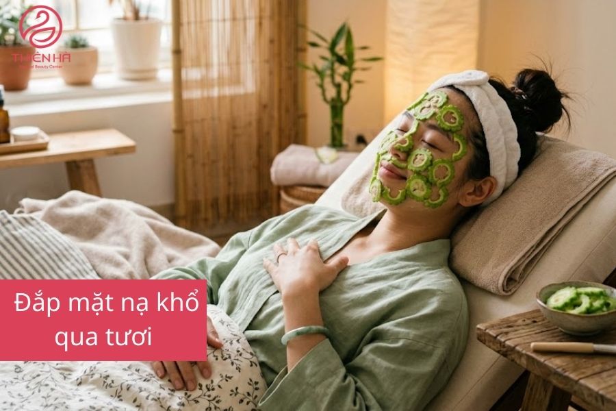 Đắp mặt nạ khổ qua tươi