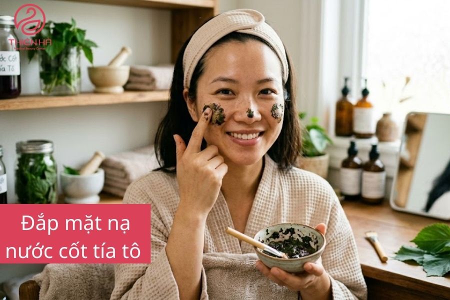 Đắp mặt nạ nước cốt tía tô