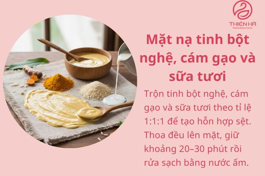 Mặt nạ tinh bột nghệ, cám gạo và sữa tươi
