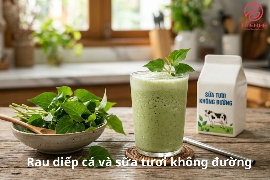Rau diếp cá và sữa tươi không đường