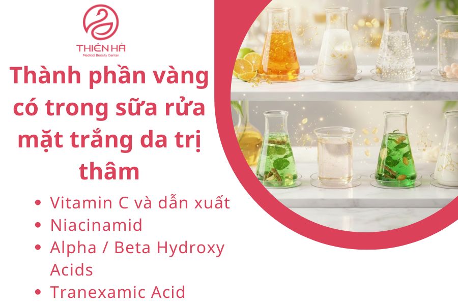 Các thành phần vàng có trong sữa rửa mặt trắng da trị thâm