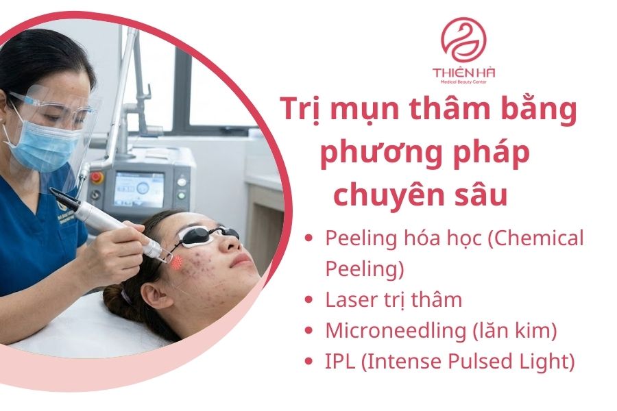 Trị mụn thâm bằng phương pháp chuyên sâu 