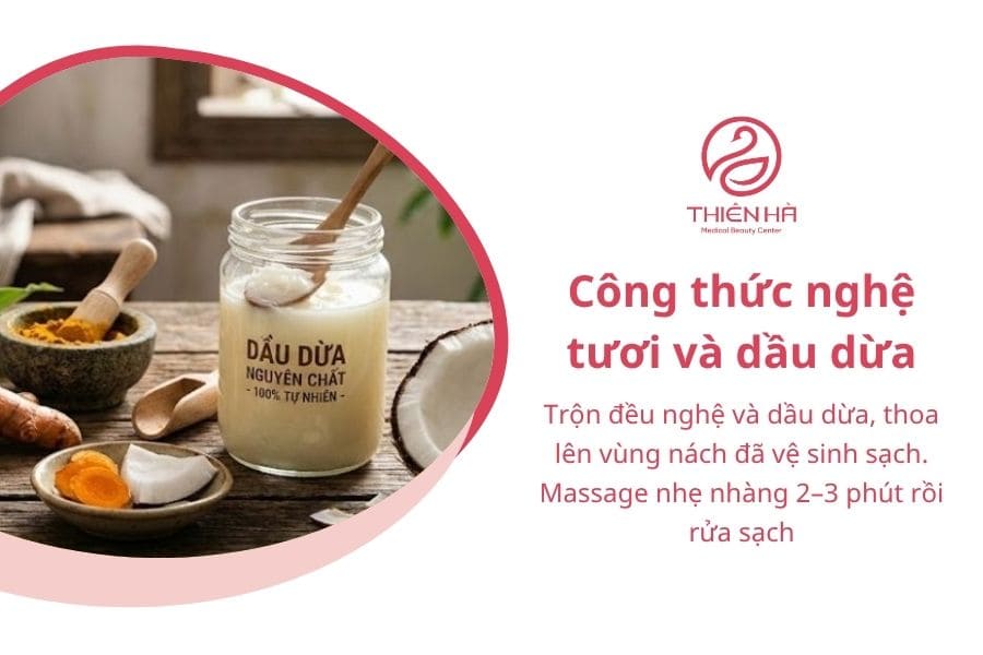7 công thức vàng trị thâm nách bằng nghệ tươi an toàn hiệu quả 5 Trị thâm nách bằng nghệ tươi kết hợp với dầu dừa