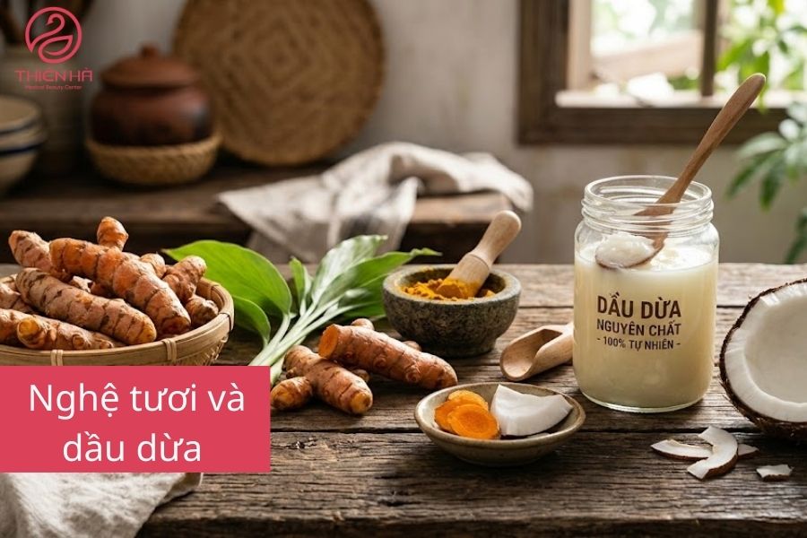 7 công thức vàng trị thâm nách bằng nghệ tươi an toàn hiệu quả 4 Nghệ tươi và dầu dừa