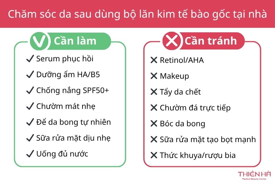 Cách chăm sóc da sau khi dùng bộ lăn kim tế bào gốc tại nhà