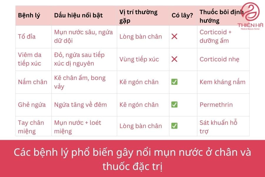 Mụn nước ở chân ngứa ngáy là bệnh gì? Cách chữa dứt điểm 2 Các bệnh lý phổ biến gây nổi mụn nước ở chân và thuốc đặc trị