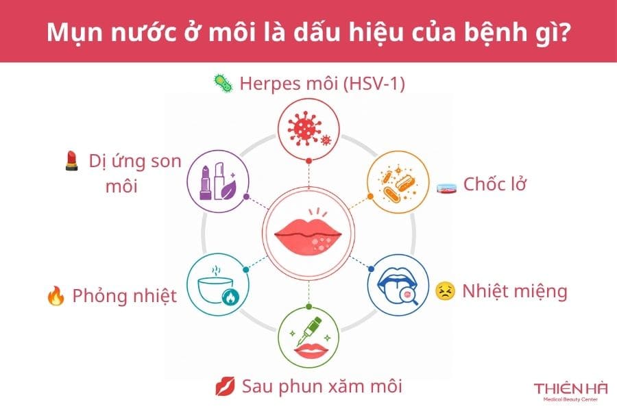 Nổi mụn nước ở môi là bệnh gì?