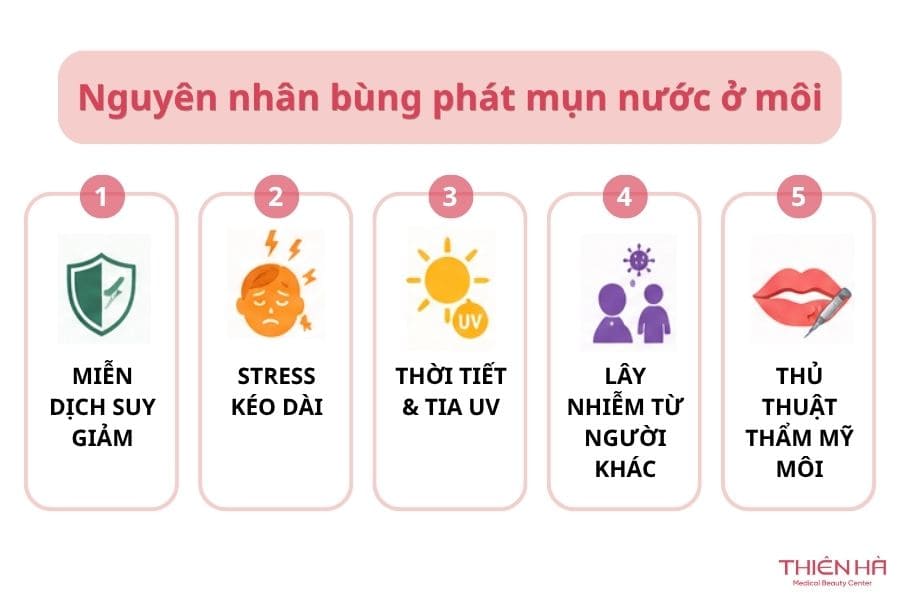 Nguyên nhân bùng phát mụn nước ở môi