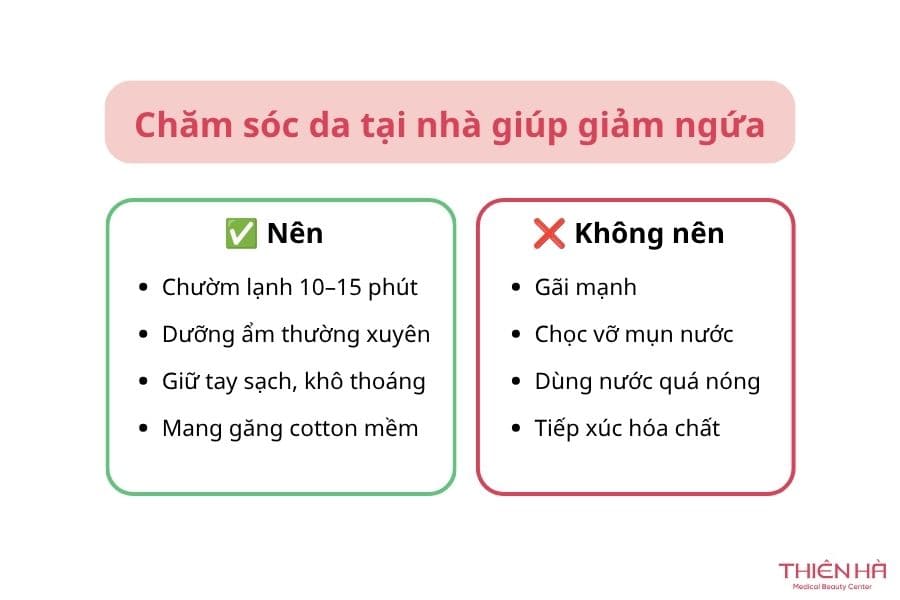Mẹo chữa mụn nước ở tay bằng việc chăm sóc da tại nhà giúp giảm ngứa