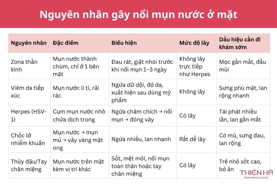 Nguyên nhân gây nổi mụn nước ở mặt