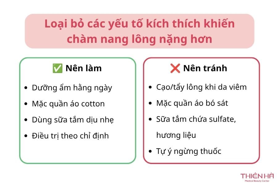 Loại bỏ các yếu tố kích thích khiến chàm nang lông nặng hơn