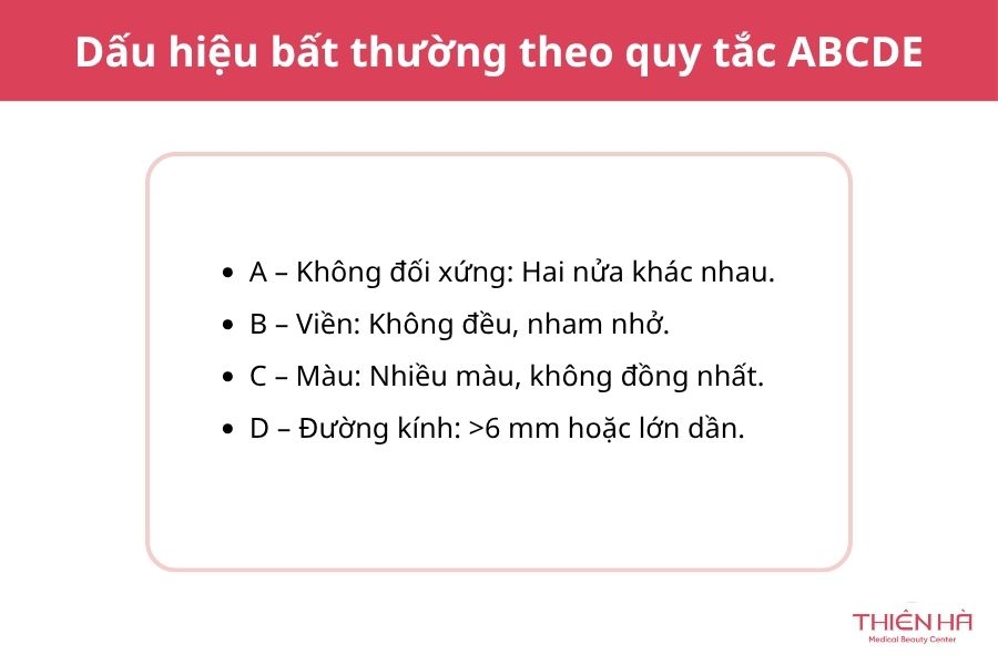 Dấu hiệu bất thường theo quy tắc ABCDE
