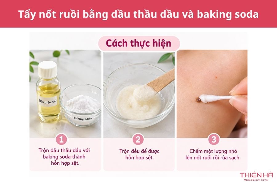 Cách tẩy nốt ruồi tại nhà: 6 cách phổ biến và điều cần biết 6 Tẩy nốt ruồi bằng dầu thầu dầu và baking soda