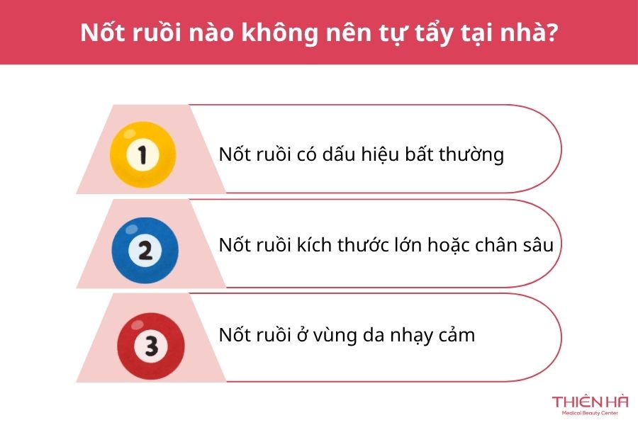 Cách tẩy nốt ruồi tại nhà: 6 cách phổ biến và điều cần biết 7 Nốt ruồi nào không nên tự tẩy tại nhà?