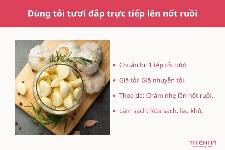 Cách xóa nốt ruồi tại nhà bằng tỏi: Hướng dẫn và lưu ý an toàn 3 Dùng tỏi tươi đắp trực tiếp lên nốt ruồi