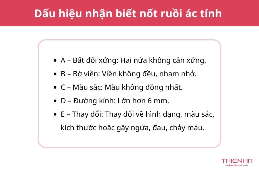 Nốt ruồi ác tính: Dấu hiệu nhận biết, nguy hiểm và cách xử lý 2 Dấu hiệu nhận biết nốt ruồi ác tính