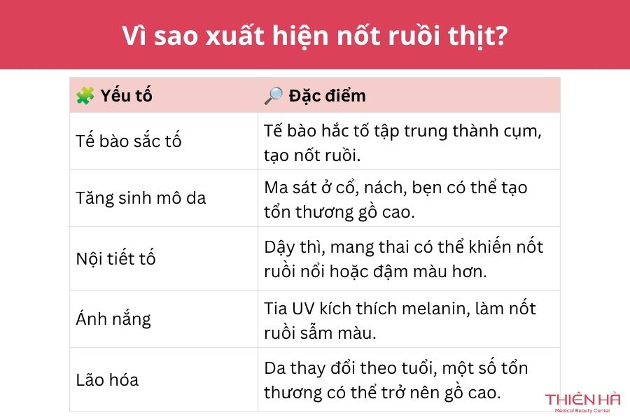 Nốt ruồi thịt là gì? Nguyên nhân, cách nhận biết và xử lý an toàn 2 Vì sao xuất hiện nốt ruồi thịt?