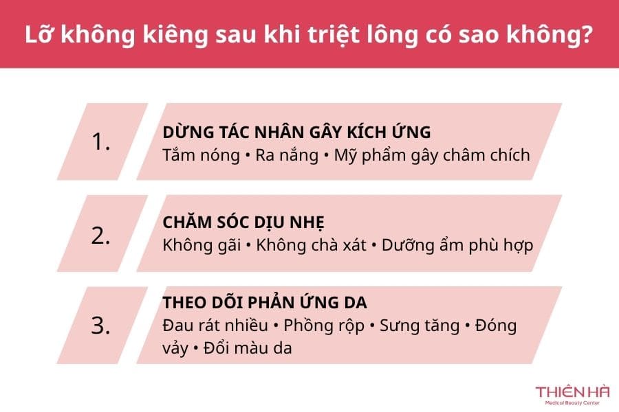 Sau khi triệt lông nên kiêng gì để da không bị kích ứng 6 Lỡ không kiêng sau khi triệt lông có sao không?