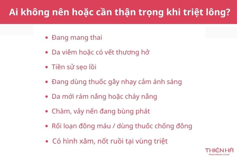 Tác hại của triệt lông vĩnh viễn: Sự thật y khoa 6 Ai không nên hoặc cần thận trọng khi triệt lông?