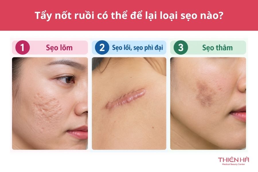 Tẩy nốt ruồi có để lại sẹo không? Nguyên nhân và cách hạn chế 3 Tẩy nốt ruồi có thể để lại những loại sẹo nào?
