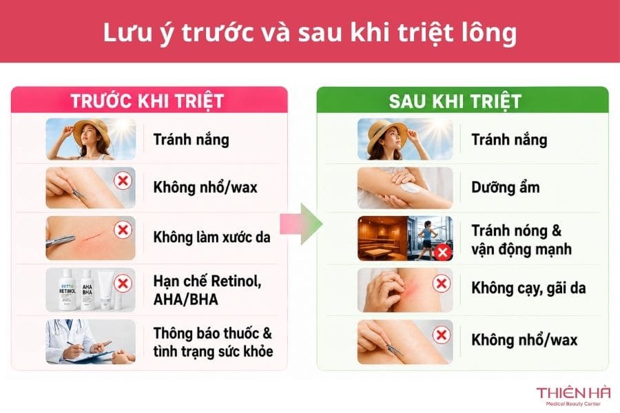 Lưu ý trước và sau khi triệt lông