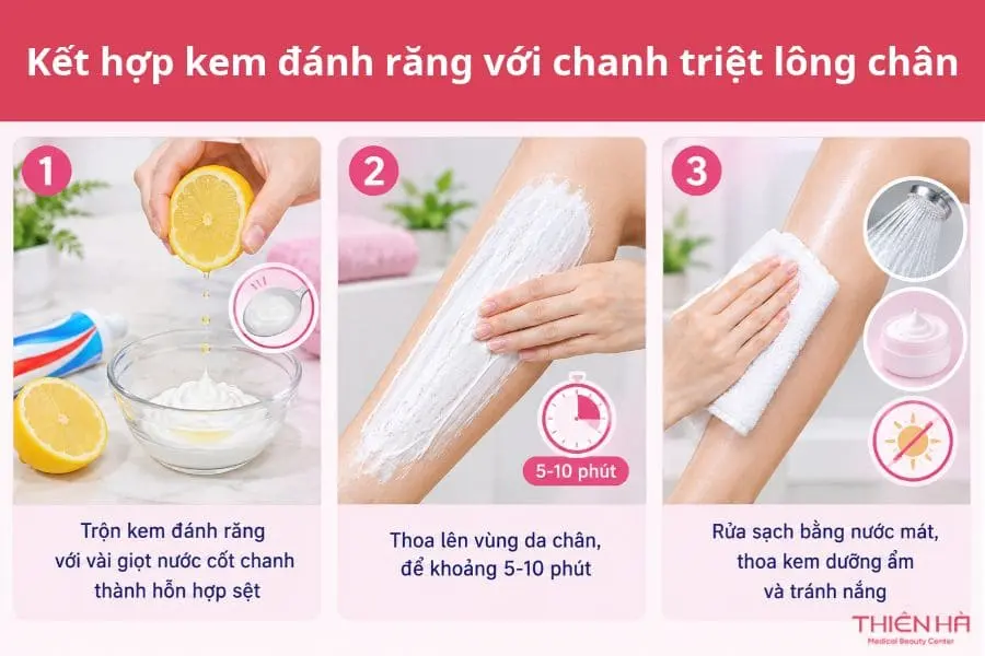 Cách triệt lông chân bằng kem đánh răng tại nhà 4 Cách triệt lông chân bằng kem đánh răng kết hợp với chanh hoặc baking soda