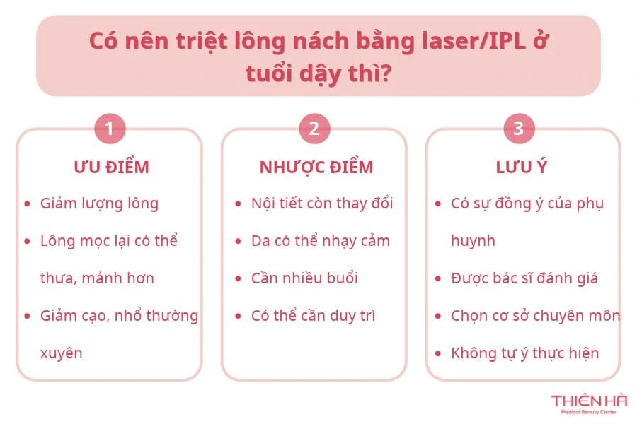 Cách triệt lông nách tuổi dậy thì an toàn 5 Có nên triệt lông nách bằng laser/IPL ở tuổi dậy thì?