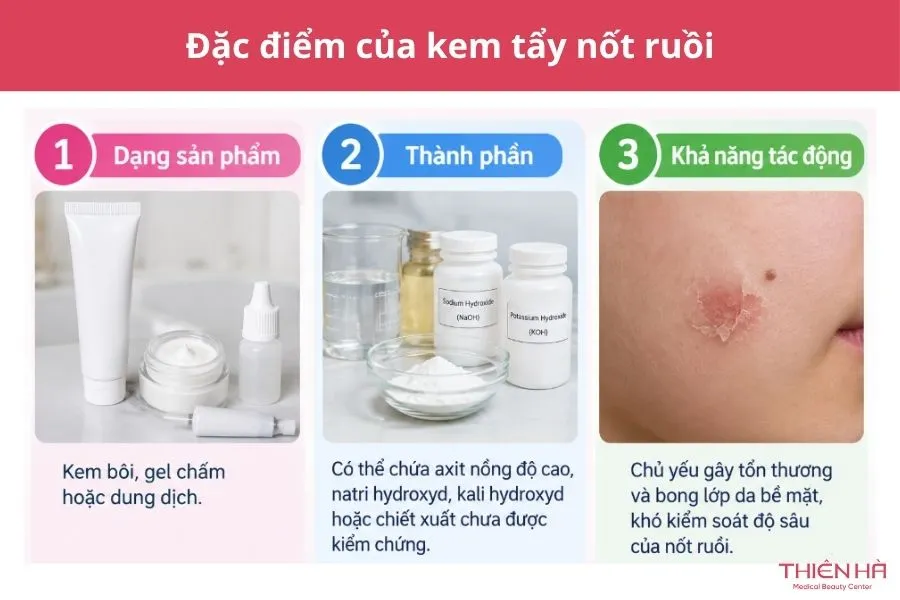 Kem tẩy nốt ruồi: Có an toàn không và nên tẩy bằng cách nào? 1 Đặc điểm của kem tẩy nốt ruồi