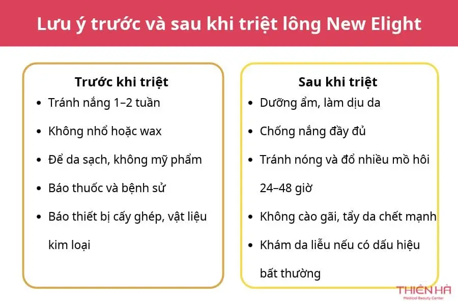 Lưu ý trước và sau khi triệt lông New Elight