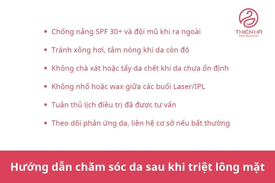 Hướng dẫn chăm sóc da sau khi triệt lông mặt