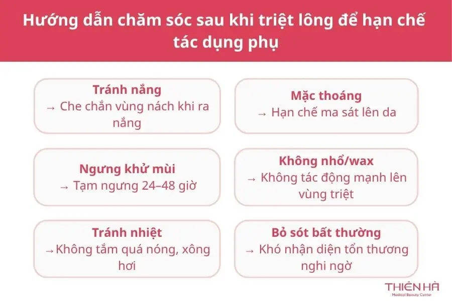 Triệt lông nách có hại không? Các tác hại cần biết 6 Hướng dẫn chăm sóc sau khi triệt lông để hạn chế tác dụng phụ
